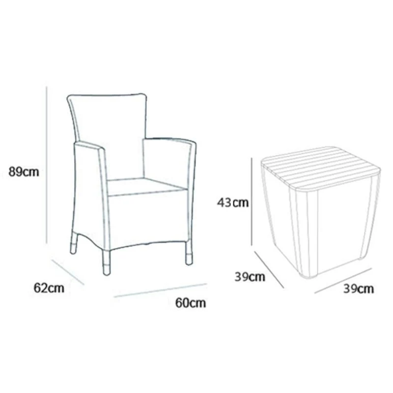Set da giardino con cuscini grafite Iowa Balcony Keter con Rivestimento Tessuto