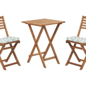 Set da giardino legno di acacia con cuscini verde menta FIJI | Pieghevole e Leggera