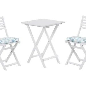 Set da giardino legno con cuscini azzurri /bianchi FIJI con Struttura Acciaio