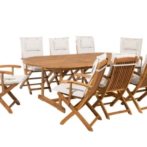 Set da giardino legno 8 posti con cuscini panna MAUI Materiale Alluminio Anodizzato