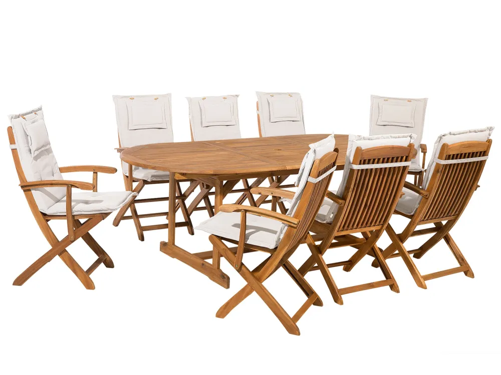 Set da giardino legno 8 posti con cuscini panna MAUI Materiale Alluminio Anodizzato