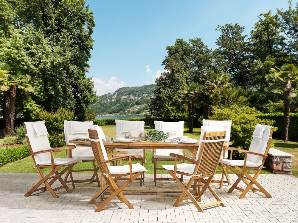 Set da giardino legno 8 posti con cuscini panna MAUI Materiale Alluminio Anodizzato