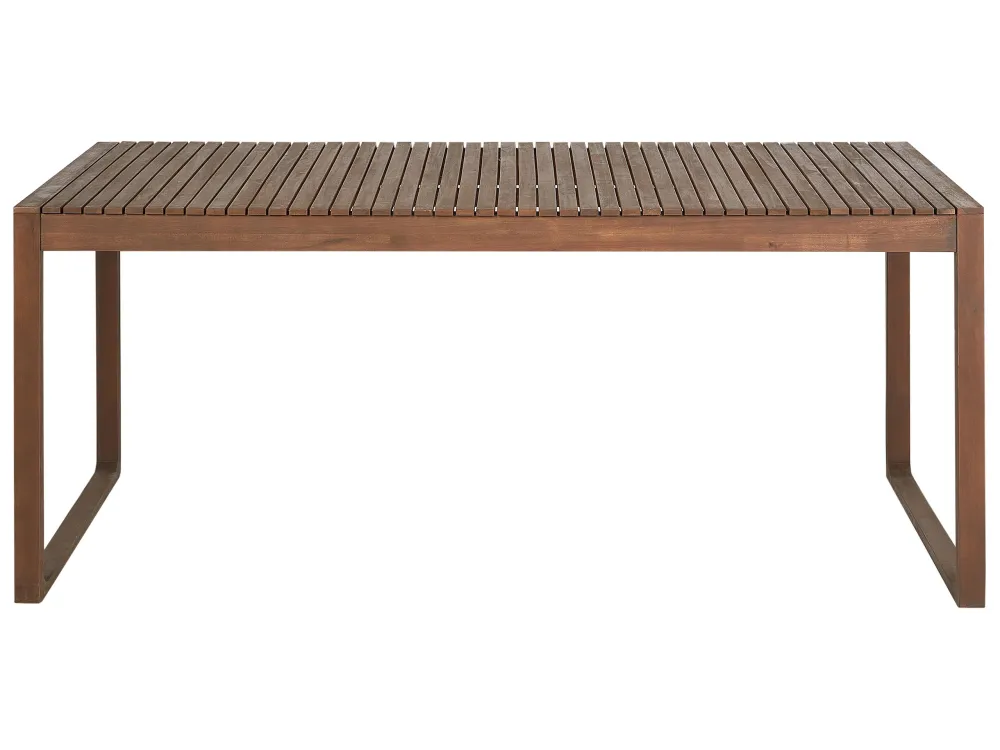 Set da giardino 8 posti legno di acacia ombroso con cuscini blu e bianco SASSARI