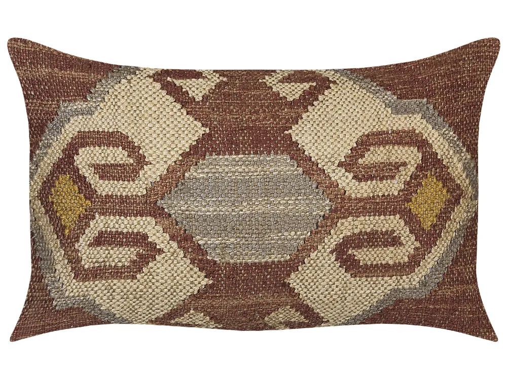 Set 2 Jute Cushions Geometric Pattern 30 x 50 cm Multicolour URPAD