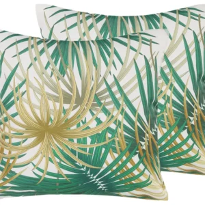 Set 2 Outdoor Cushion Palm Leaf Motif 45 x 45 cm Multicolour GAIANA