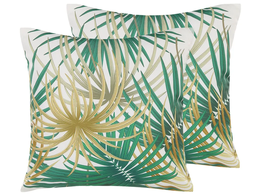 Set 2 Outdoor Cushion Palm Leaf Motif 45 x 45 cm Multicolour GAIANA