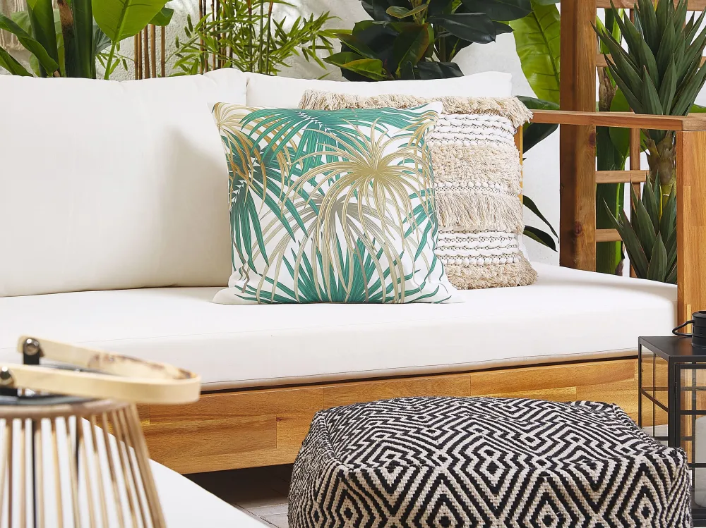 Set 2 Outdoor Cushion Palm Leaf Motif 45 x 45 cm Multicolour GAIANA