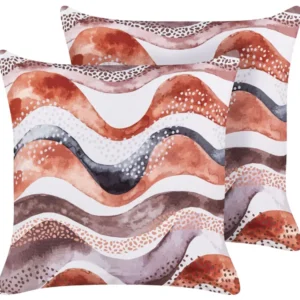 Set 2 Outdoor Cushions Abstract Pattern 45 x 45 cm Brown SEBORGA
