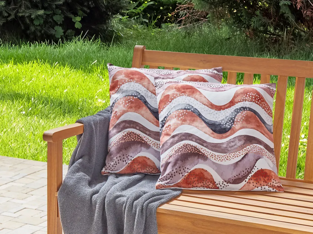 Set 2 Outdoor Cushions Abstract Pattern 45 x 45 cm Brown SEBORGA