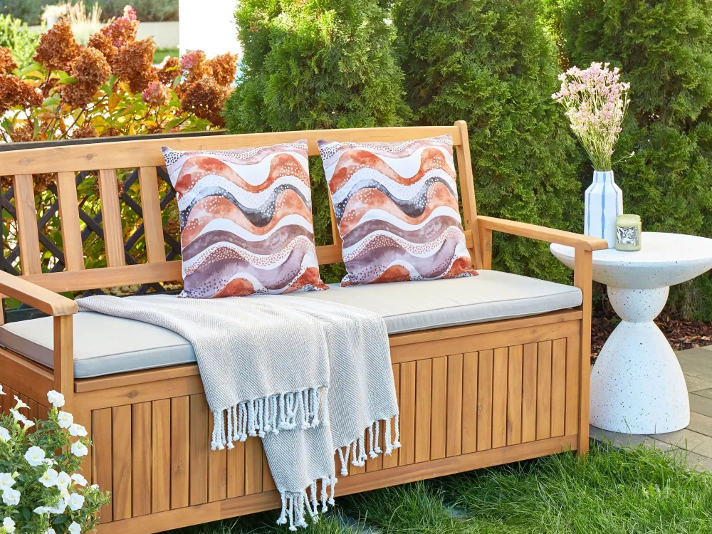 Set 2 Outdoor Cushions Abstract Pattern 45 x 45 cm Brown SEBORGA