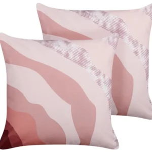 Set 2 Outdoor Cushions Abstract Pattern 45 x 45 cm Pink CAMPEI - Impermeabile e UV Resistente