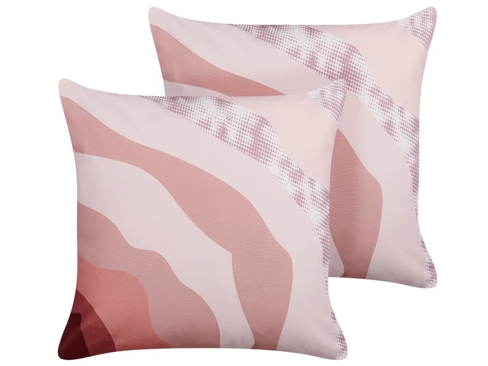 Set 2 Outdoor Cushions Abstract Pattern 45 x 45 cm Pink CAMPEI - Impermeabile e UV Resistente