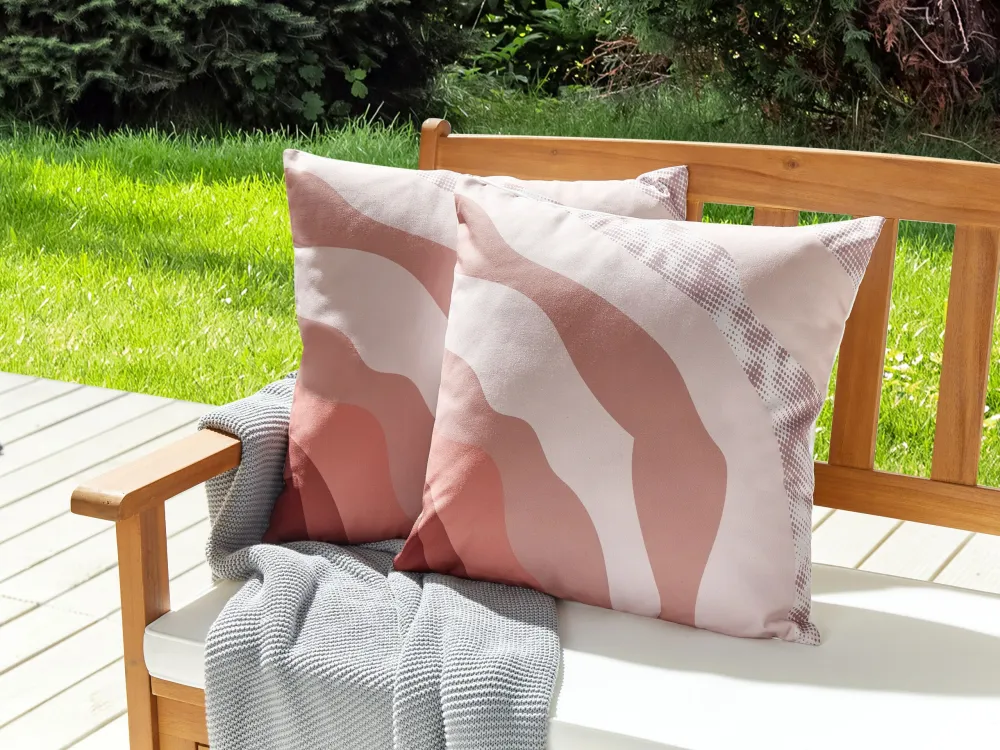 Set 2 Outdoor Cushions Abstract Pattern 45 x 45 cm Pink CAMPEI - Impermeabile e UV Resistente
