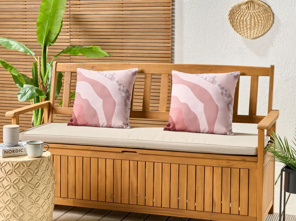 Set 2 Outdoor Cushions Abstract Pattern 45 x 45 cm Pink CAMPEI - Impermeabile e UV Resistente