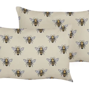 Set 2 Outdoor Cushions Bee Pattern 40 x 60 cm Camoscio CANNETO