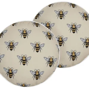 Set 2 Outdoor Cushions Bee Pattern ⌀ 40 cm Camoscio CANNETO