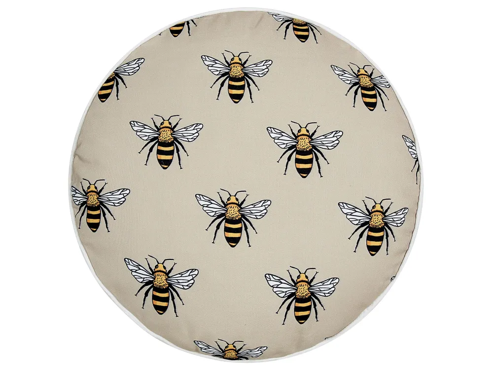 Set 2 Outdoor Cushions Bee Pattern ⌀ 40 cm Camoscio CANNETO