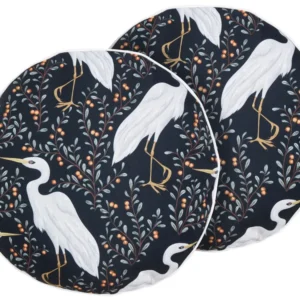 Set 2 Outdoor Cushions Birds Motif ⌀ 40 cm Nero notte PIANAZZO