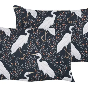 Set 2 Outdoor Cushions Birds Motif 40 x 60 cm Nero puro PIANAZZO