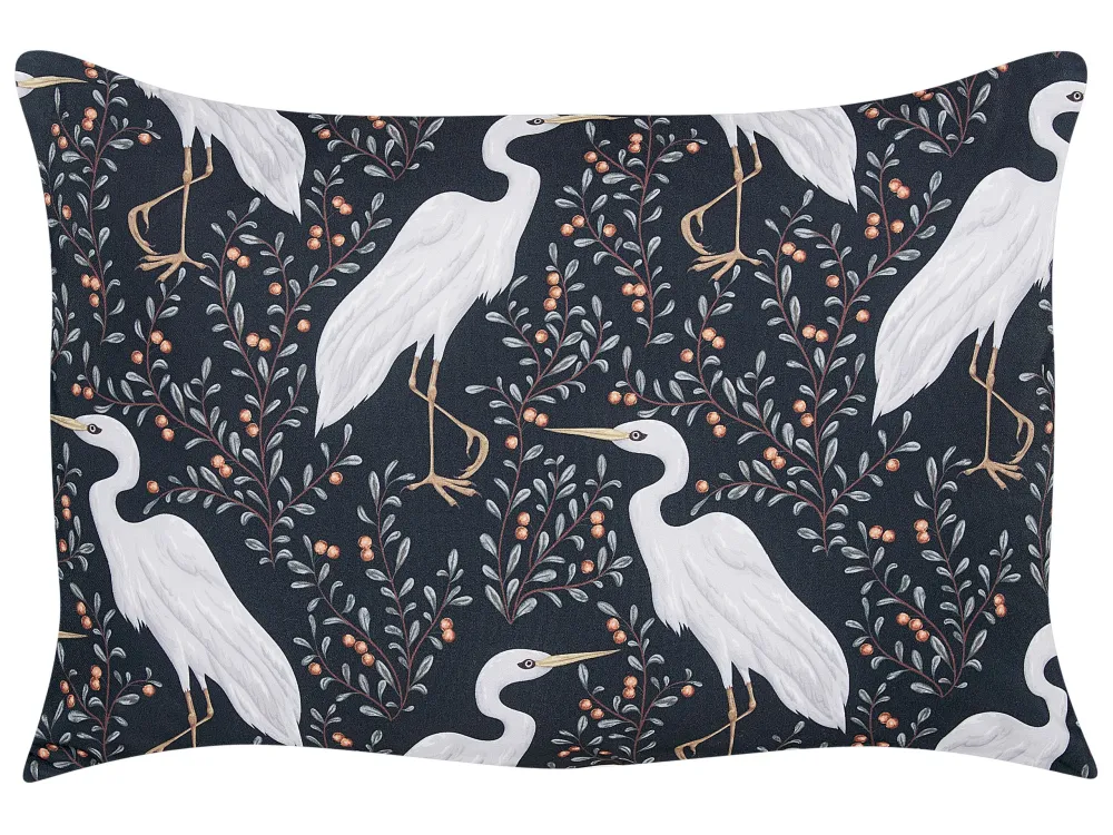 Set 2 Outdoor Cushions Birds Motif 40 x 60 cm Nero puro PIANAZZO