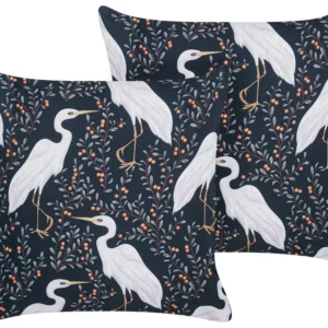 Set 2 Outdoor Cushions Birds Motif 45 x 45 cm Nero notte PIANAZZO