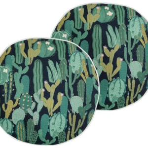 Set 2 Outdoor Cushions Cactus Pattern ⌀ 40 cm Green BUSSANA