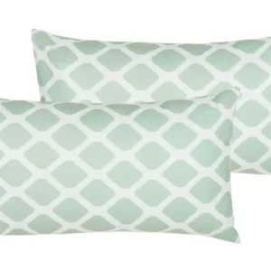 Set 2 Outdoor Cushions Diamond Pattern 40 x 70 cm Mint Green and White KALAMOS