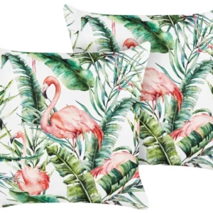 Set 2 Outdoor Cushions Flamingo Pattern 45 x 45 cm Multicolour ELLERA