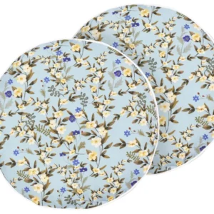Set 2 Outdoor Cushions Floral Motif ⌀ 40 cm Blue VALLORIA | Pieghevole e Leggera