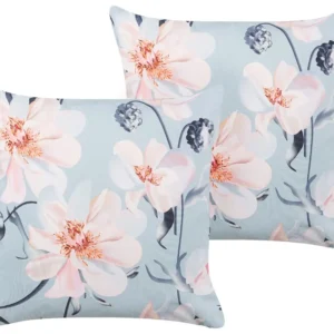 Set 2 Outdoor Cushions Floral Pattern 45 x 45 cm Blue APRICALE