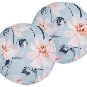 Set 2 Outdoor Cushions Floral Pattern ⌀ 40 cm Blue APRICALE
