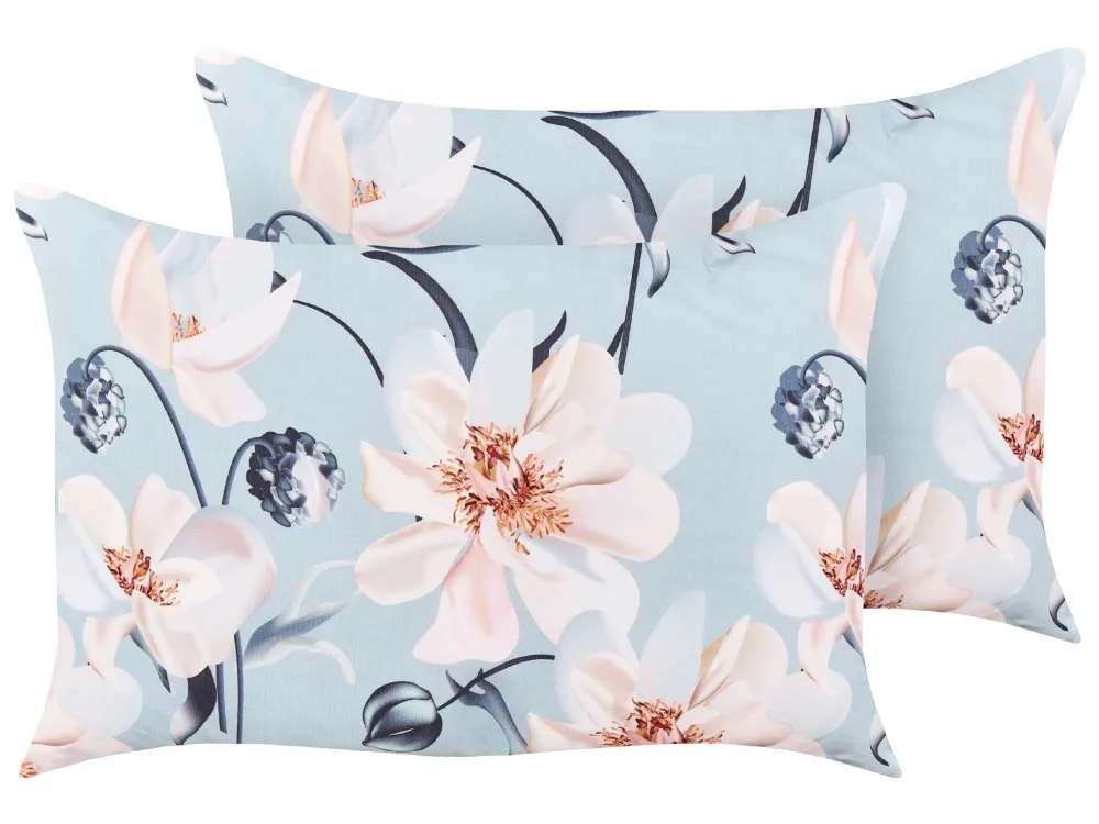 Set 2 Outdoor Cushions Floral Pattern 40 x 60 cm Blue APRICALE