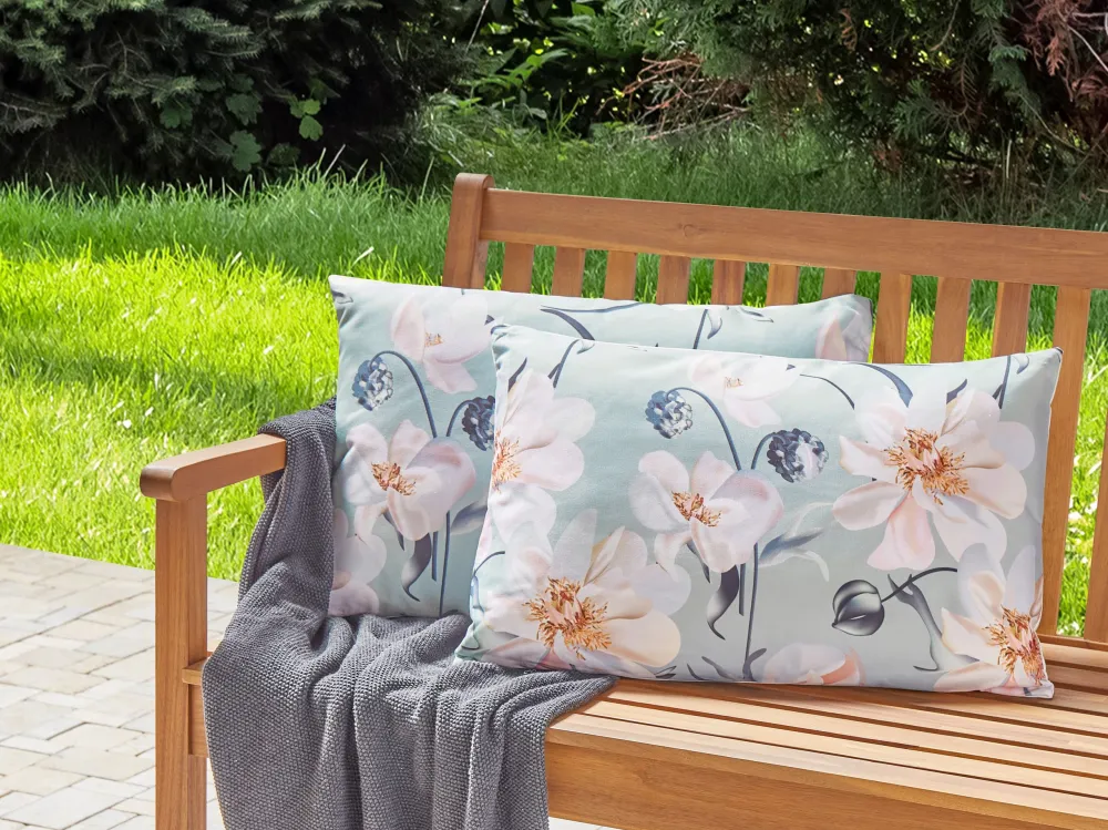 Set 2 Outdoor Cushions Floral Pattern 40 x 60 cm Blue APRICALE
