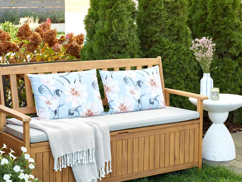 Set 2 Outdoor Cushions Floral Pattern 40 x 60 cm Blue APRICALE