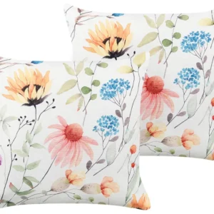 Set 2 Outdoor Cushions Floral Pattern 45 x 45 cm Multicolour MONESI
