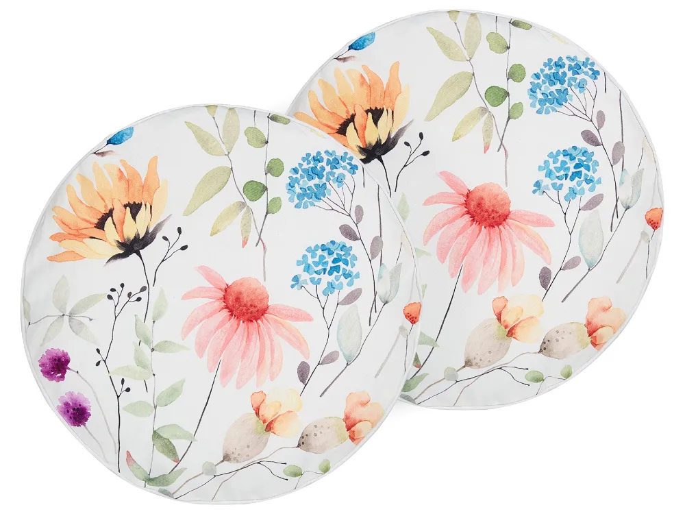 Set 2 Outdoor Cushions Floral Pattern ⌀ 40 cm Multicolour MONESI