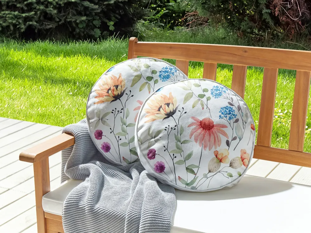 Set 2 Outdoor Cushions Floral Pattern ⌀ 40 cm Multicolour MONESI