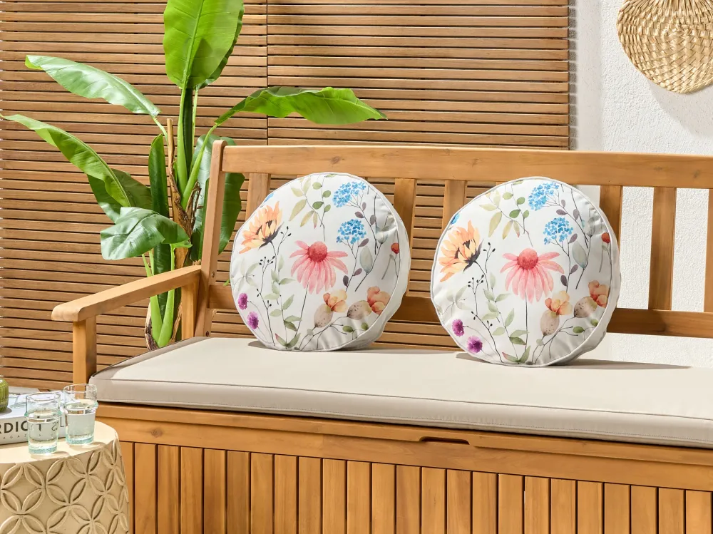 Set 2 Outdoor Cushions Floral Pattern ⌀ 40 cm Multicolour MONESI