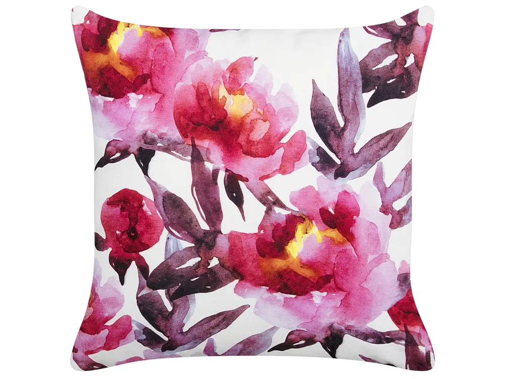 Set 2 Outdoor Cushions Floral Pattern 45 x 45 cm White and Pink LANROSSO