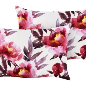 Set 2 Outdoor Cushions Floral Pattern 40 x 60 cm White and Pink LANROSSO