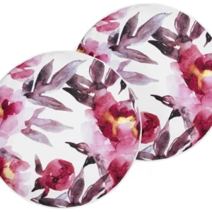 Set 2 Outdoor Cushions Floral Pattern ⌀ 40 cm White and Pink LANROSSO