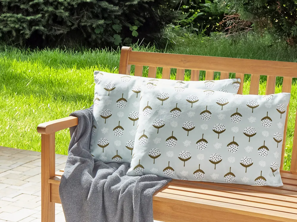 Set 2 Outdoor Cushions Geometric Pattern 40 x 60 cm Light Green CUNEO