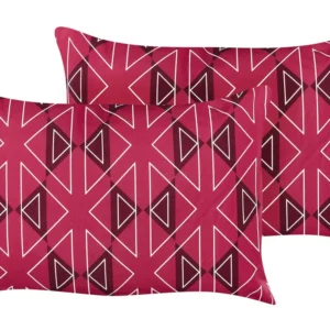 Set 2 Outdoor Cushions Geometric Pattern 40 x 60 cm Pink MEZZANO