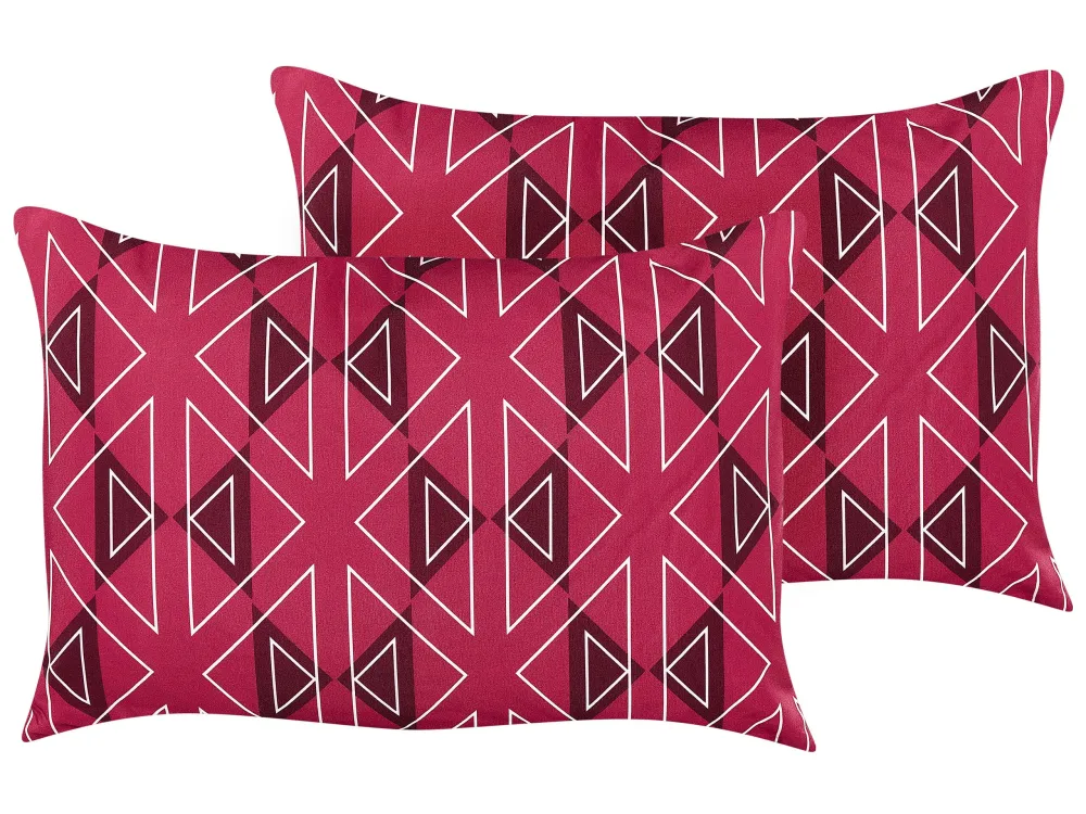 Set 2 Outdoor Cushions Geometric Pattern 40 x 60 cm Pink MEZZANO