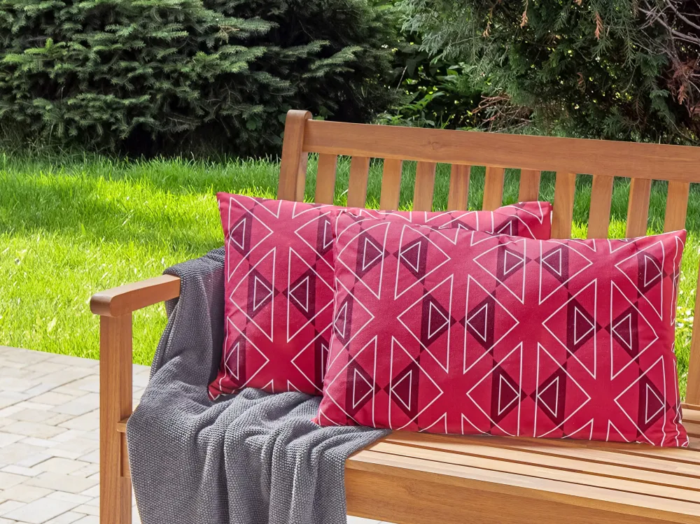 Set 2 Outdoor Cushions Geometric Pattern 40 x 60 cm Pink MEZZANO
