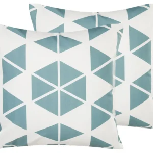 Set 2 Outdoor Cushions Geometric Pattern 45 x 45 cm White and Blue RIGOSA | Pieghevole e Leggera
