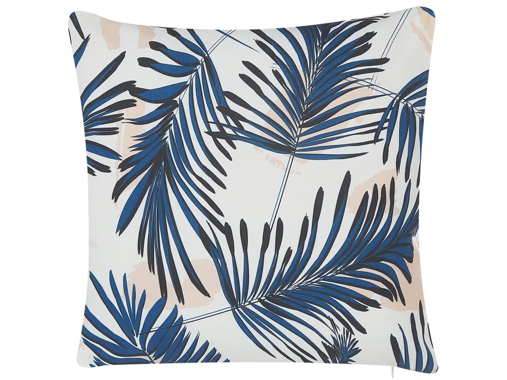 Set 2 Outdoor Cushions Leaf Motif 45 x 45 cm Blue ELATI