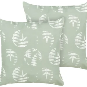 Set 2 Outdoor Cushions Leaf Motif 45 x 45 cm Green ALASSIO