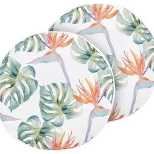 Set 2 Outdoor Cushions Leaf Motif ⌀ 40 cm Multicolour TORRAZZO con Sistema di Montaggio Rapido