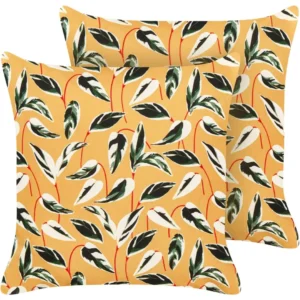 Set 2 Outdoor Cushions Leaf Motif 45 x 45 cm Multicolour TAGGIA